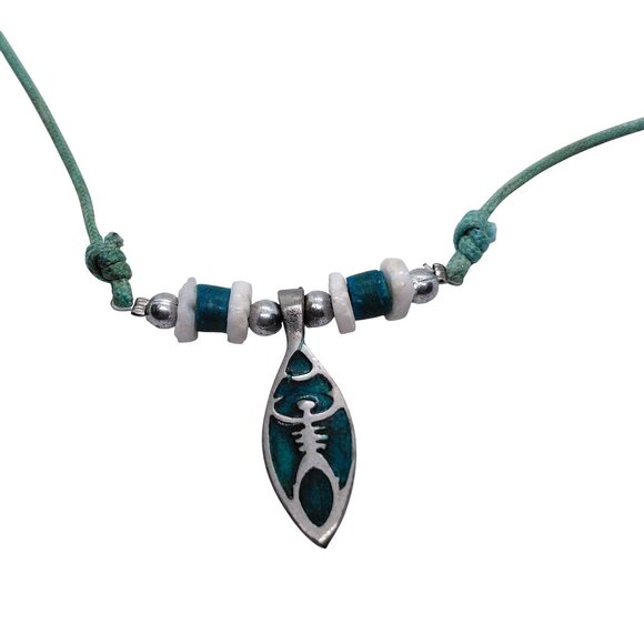 Native necklace silvertone blue - Picture 1 of 4